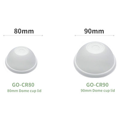 90mm Fake Dome Disposable Eco Friendly Natural Sugarcane Fiber Pulp Slide Open Cup Lids For Coffee Shop